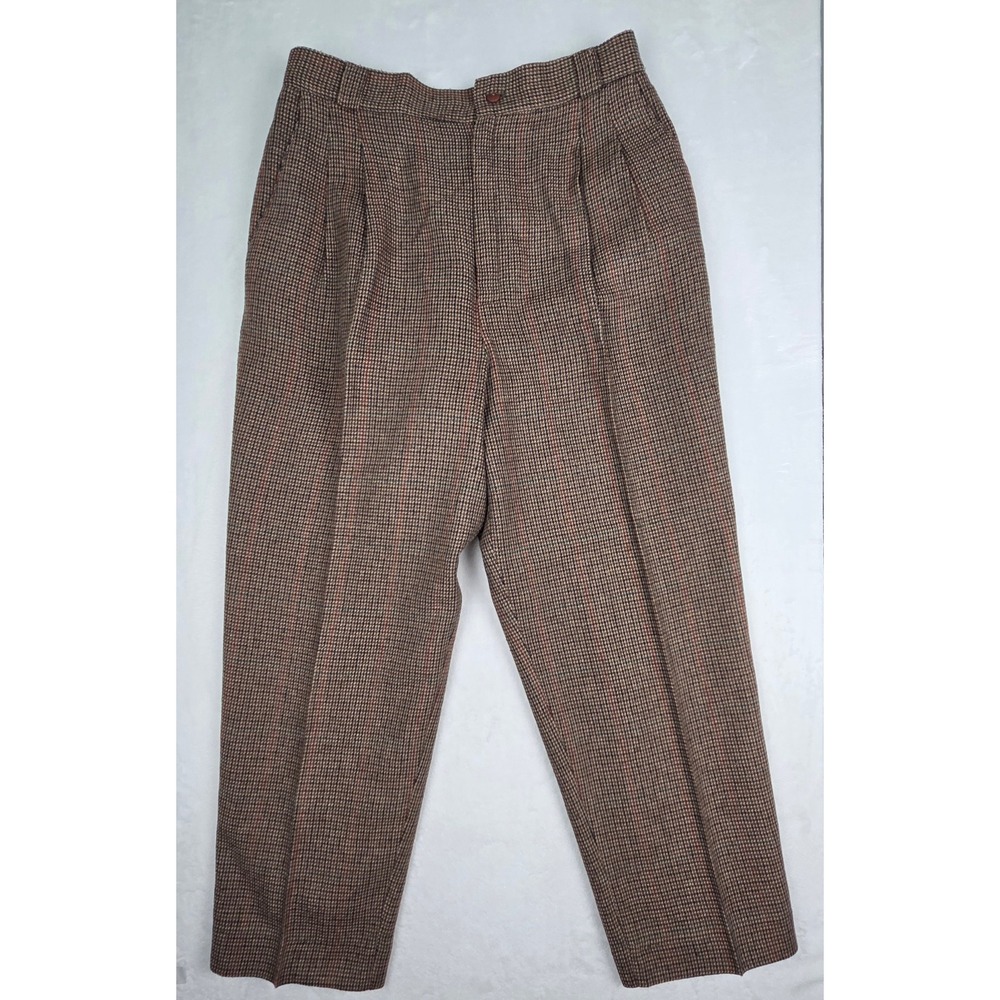 Pants Fundamental Things Women 12 Brown Plaid Pleated Trousers Vintage